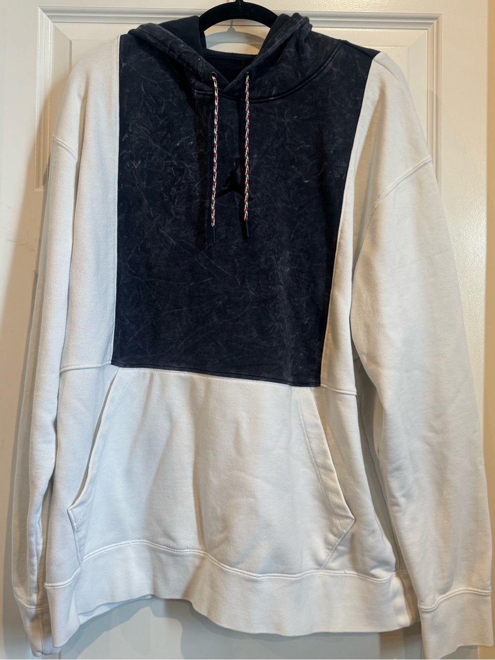 Jordan Two-Tone Hooded Sweatshirt in Black and Cream